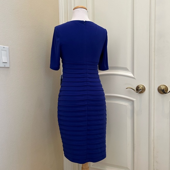 NWT London Times royal blue  ribbed folds knit jersey dress - Picture 3 of 4